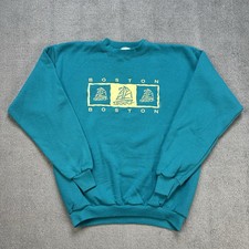 Vintage Boston Sailing Sweatshirt Teal Crewneck Pullover XL 90s Ocean Beach Blue