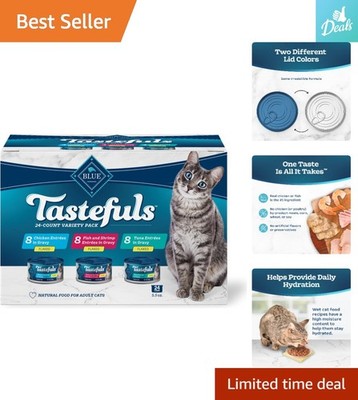 BLUE Tastefuls Flaked Wet Cat Food Variety - Immune Support & Hydration, 24 Cans