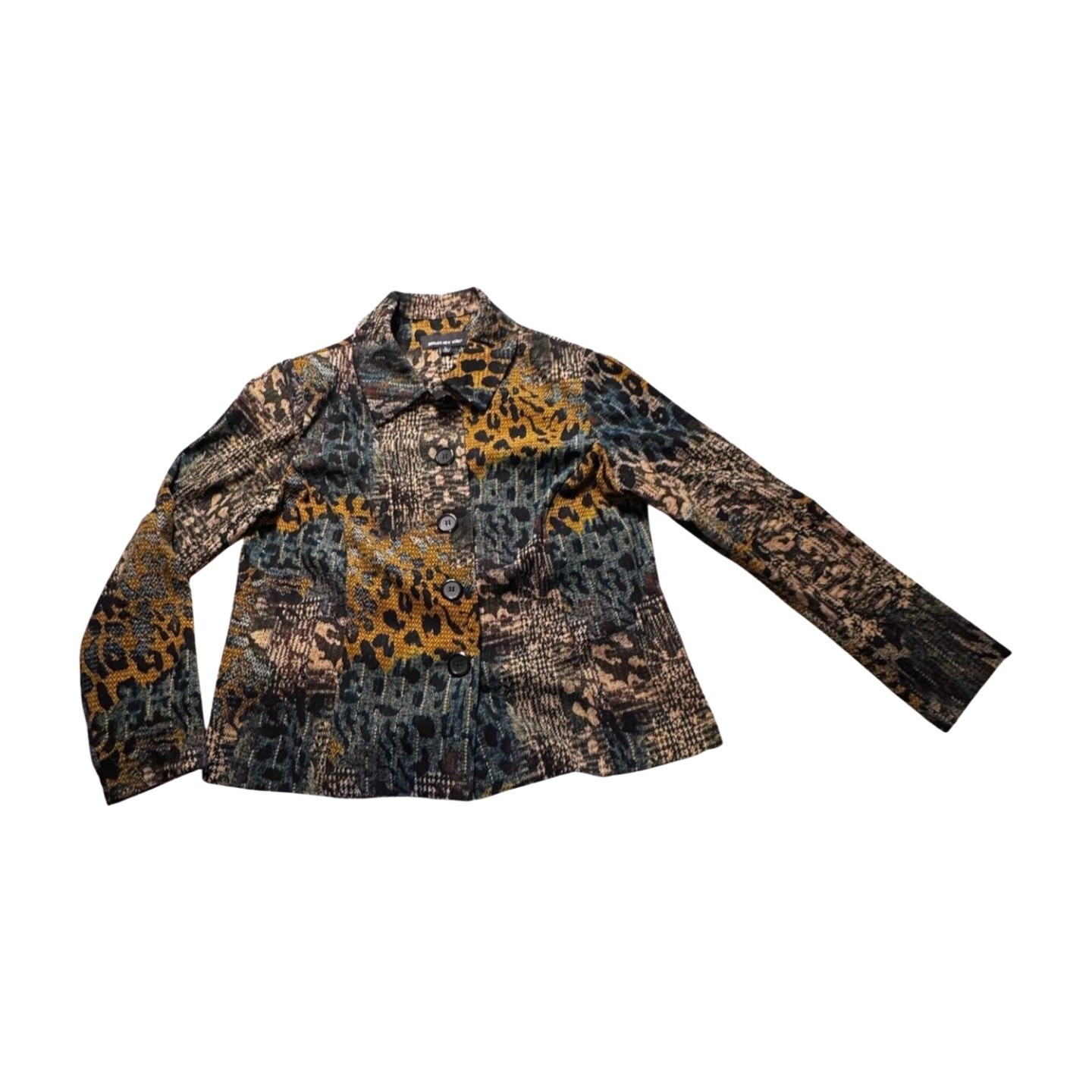 Briggs New York Patchwork Print Button Front Jack… - image 3