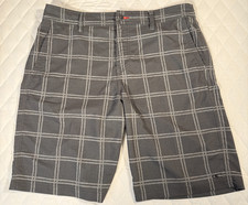 O  Neill Hybrid Shorts Mens 34 Gray Plaid Stretch Casual Golf