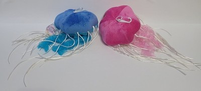 2 Ganz Shimmer Cove Coral Jellyfish Plush Blue & Pink Silver Nautical Ocean Sea
