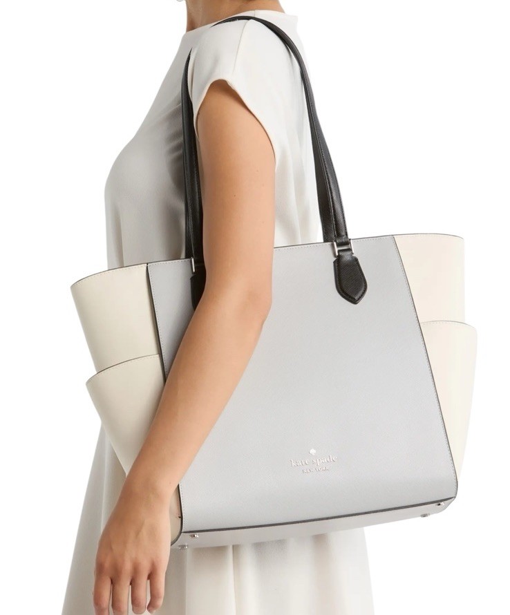 NWT Kate Spade New York Madison Laptop Tote Shoulder Bag In Platinum Gray Multi image 3
