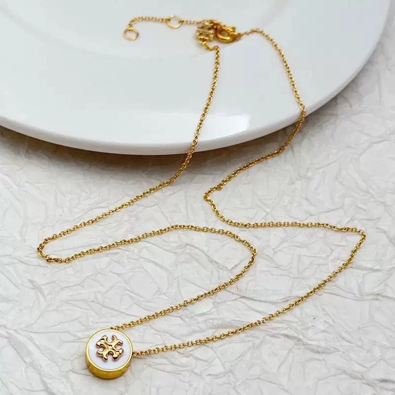 ¡Nuevo! Collar Tory Círculo Blanco Oro con Bolsa Joyería 46,4+4 cm Foto 4 de 4