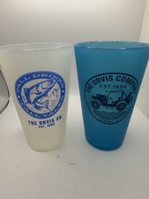 Orvis Sili Pint Lot 2 16oz Silicone Cups Frosted White & Blue W/Orvis Co. Logos