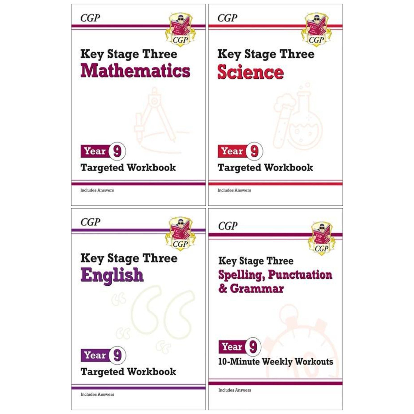 Various Publishers Cgp Ks3 Year 9 Workbook Bundle – Ages 13-14 (Maths, English, Science, Spelling Punctuation And Grammar) - Image 4