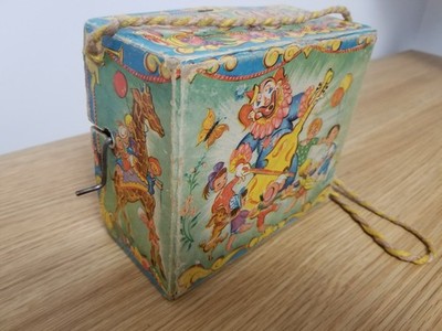 Vintage Drehleier Spielzeug - funktioniert (spielt London Bridge fällt um)