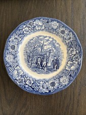 Liberty Blue Salad Plate Staffordshire Colonial Scene Washington Leaving Church