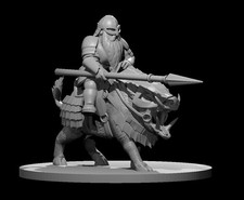 Dwarf Male Fighter on Boar V2 Adventurer NPC 28mm Scale DND D D Tabletop Mini