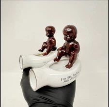 Vtg Baby Sitting on Bed Pan 3.75" Ashtray / Knick Knack