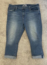 Levi Strauss Signature Jeans Womens 20 Blue Mid Rise Capri Cuffed Hem Stretch