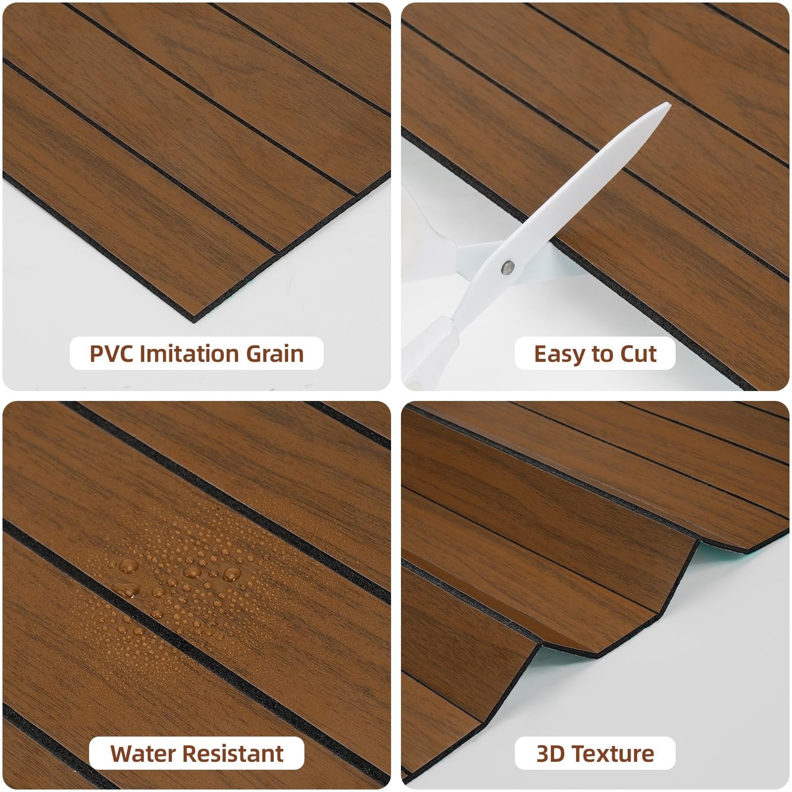 WADILE Peel and Stick Wood Slat Wall Panels 12"x12" (30×30cm) Decorative PV