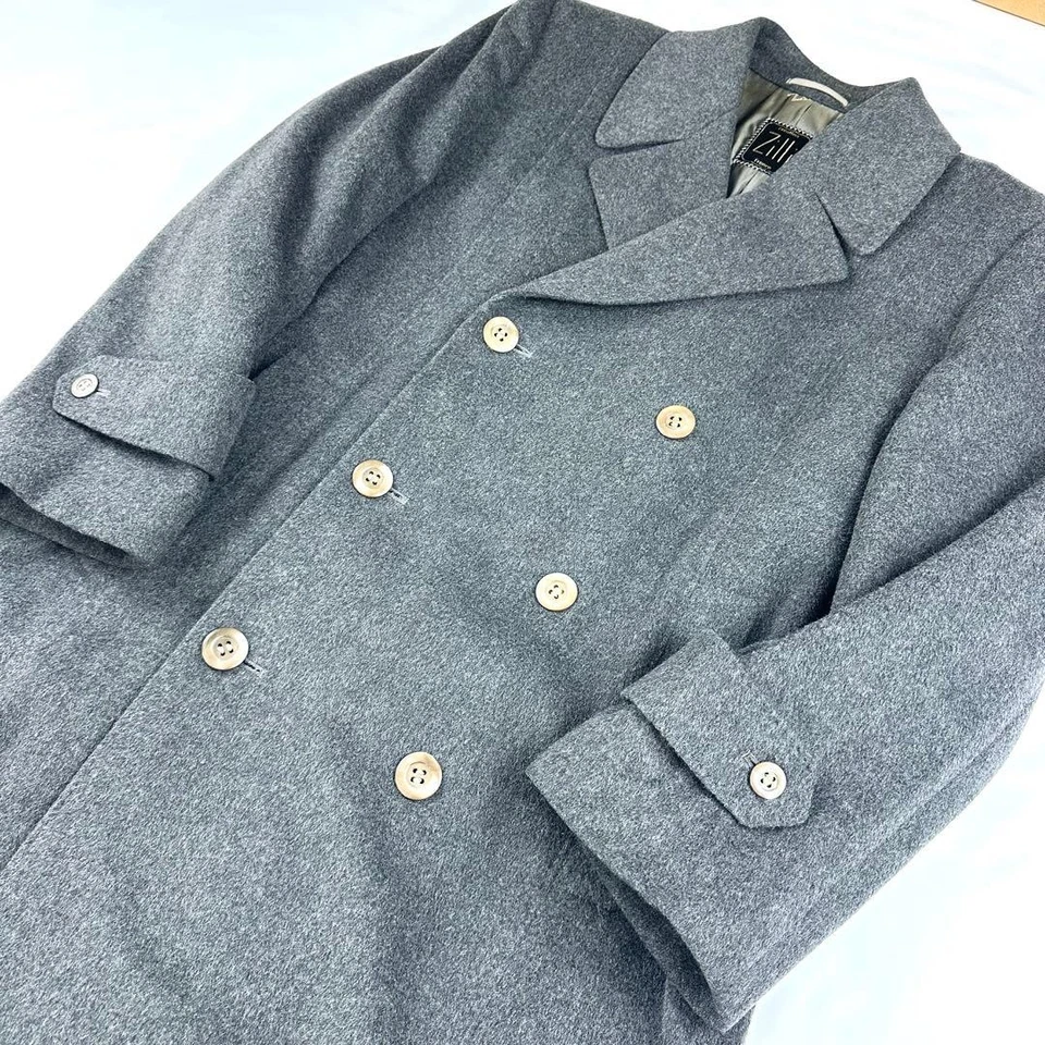 ZILLI Cashmere & Chinchilla Double Chester Coat Gray Luxury Designer Outerwear - Image 2 of 4