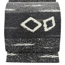 Japanese Silk Fukuro obi Charcoal gray Geometry Foil Masterpiece Otaiko Pattern