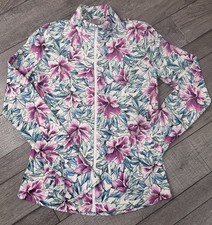 Tommy Bahama Women's XS Active Performance Jacket Full Zip White Floral Golf UPF
