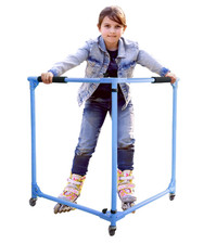 GanFindX Folding Skater Aid Roller Skate Trainer Adjustable for Kids Blue Metal