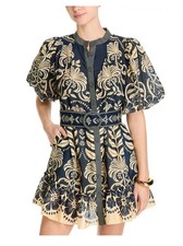 Farm Rio Dress Ainika Tropical Spendor Mini Dress Navy Blue Size Medium rrp £260