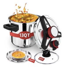 3-In-1 304 Stainless Steel Pressure Cooker 13 Quart: [Explosion-Proof]