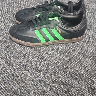 adidas Samba OG JR0911 Black Green Leather Athletic Shoes Unisex Kids US 4.5
