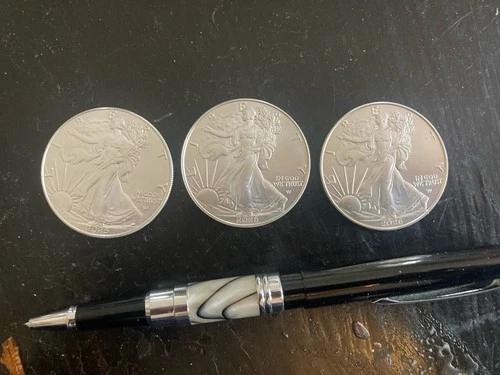 3 American Silver Eagle Coins 1-2025 & 2-2026 BU