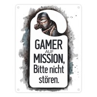 Bitte Nicht StöRen, Gamer Auf Mission Metallschild In 15X20 Cm