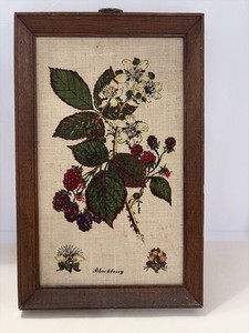 Vintage Kay Dee Blackberry Linen Wall Art Framed Botanical Kitchen Decor