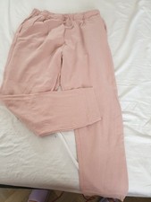Miss Selfridge Dusty Pink Fleece Joggers Large Casual Drawstring Sweatpants UK L