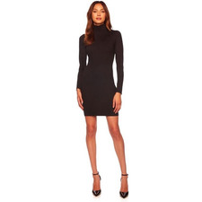 Socialite Women's Mock Neck Drop Shoulder Soft Knit Pocket Dress Charcoal Small