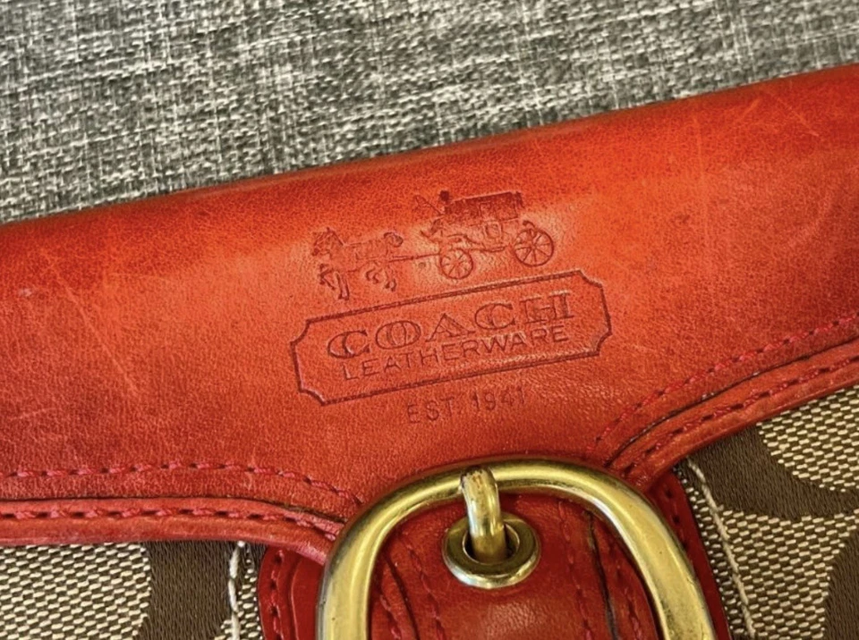 NICE COACH BLEECKER KHAKI C 三折格子皮夹钱包罕见! — 第 4/4 张图片