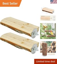 2-Pack Natural Wood Bird Perch - Comfortable Platform for Budgies  More