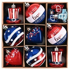 4th of July Tree Decorations for Patriotic Memorial Day Ornaments, 35Pcs Red ...