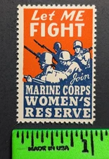 Vintage Women's Reserve Marine Corps Let Me Fight Poster Stamp