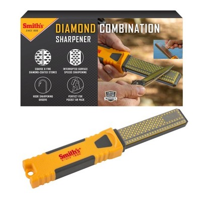 Smith's DCS4 4  Diamond Combination Sharpener - Double Sided One Size, Yellow