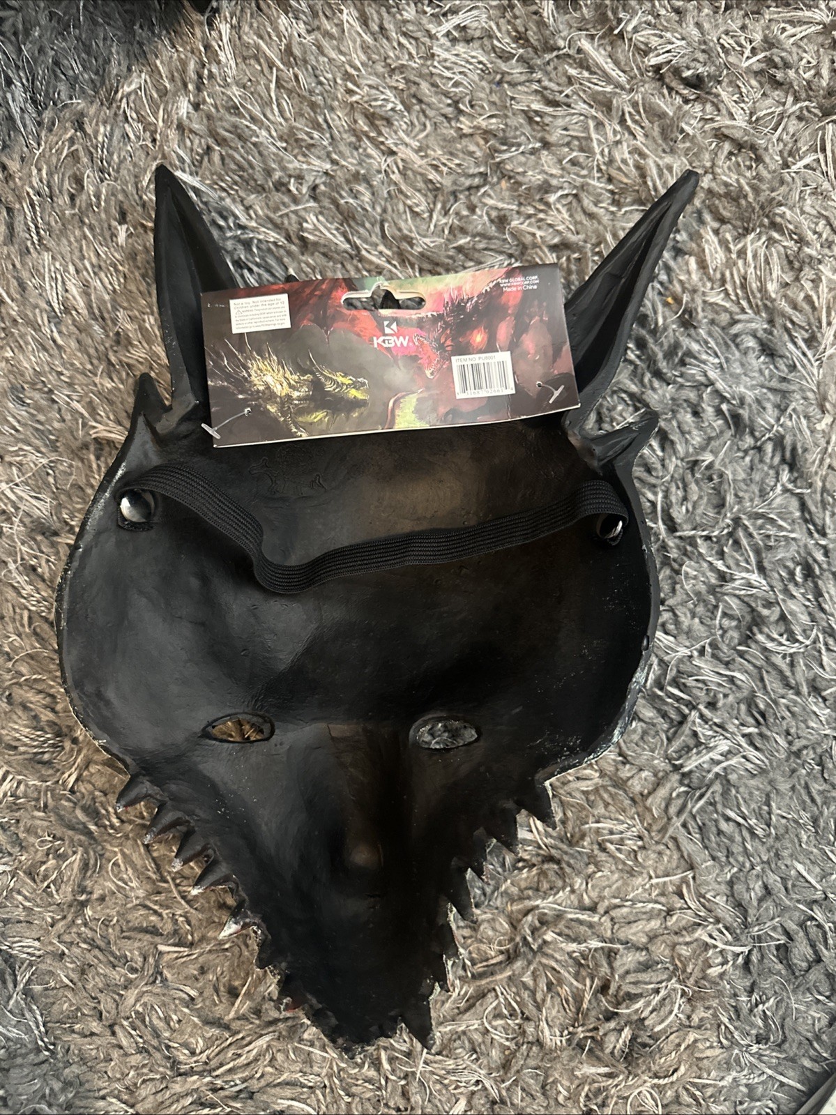 Dark White Horned Dinosaur Adult Halloween Mask Costume Accessory