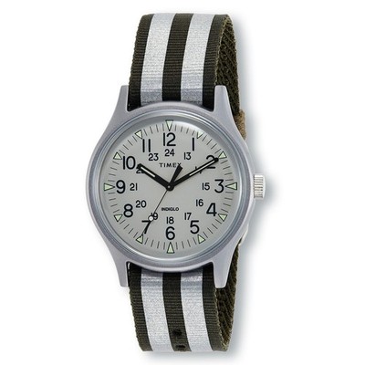 TIMEX MK1 TW2R80900 Quartz Aluminum Silver Dial Canvas Strap Watch