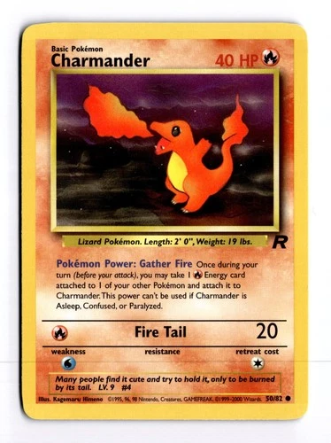 Charmander 50/82 Team Rocket (Unlimited) Common Pokemon Moderate Play+