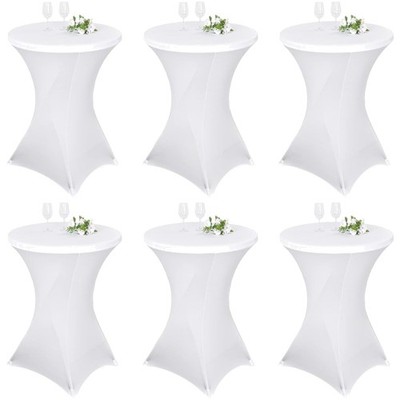 Stretch Tischhusse Bistrotisch Husse Weiß 70x110cm 6er-Set höhenverstellbar