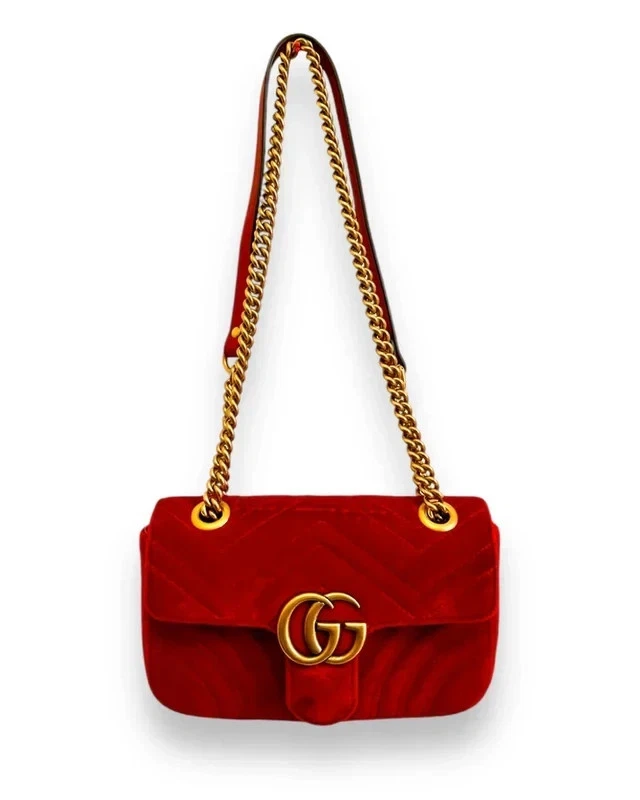 Gucci GG Marmont Matelasse Crossbody Mini Red Velvet- Retail Price 1700 gbp, photo 1 of 5