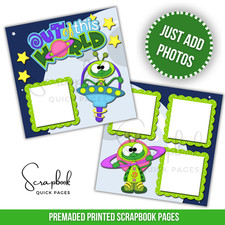 Outer Space Alien Boy Girl Scrapbook PRINTED Premade Scrapbook Quick Pages 169