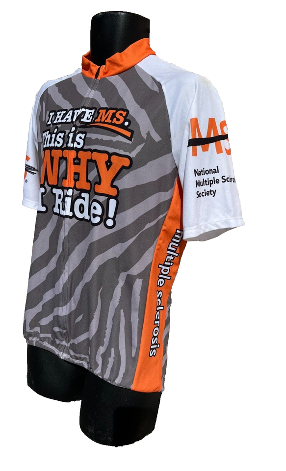 Sugoi Cycling Jersey Full Zip 3 Pocket I Have MS Why I Ride Bike MS
