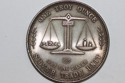 1990 Silver Trade Unit 1 Troy Ounce Fine Silver 999 Round MS