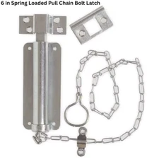 Pull Chain Door Bolt Latch 6" Zinc Spring Loaded Barn Shed Gate Lock Security