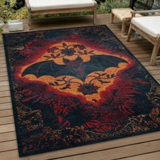 Bat Rug, Raven Rug For Goth Room Decor, Dark Academia Home Decor, Maximalist Rug