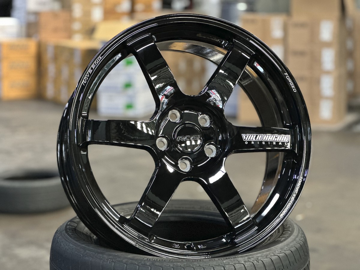 New 19x8.5 ET42 AOW TE37 BLACK (4 Wheel) 5x114.3 Nissan Toyota