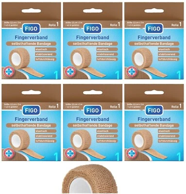 6 Stück Finger Verband Pflaster 2,5cmx 4,5m Kohäsiv Fixierbinde Haftbandage 2027