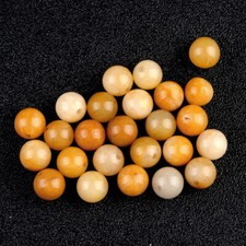 50pcs Natural Yellow Jade Stone Half Drilled Hole Beads 8mm Round Ball DIY