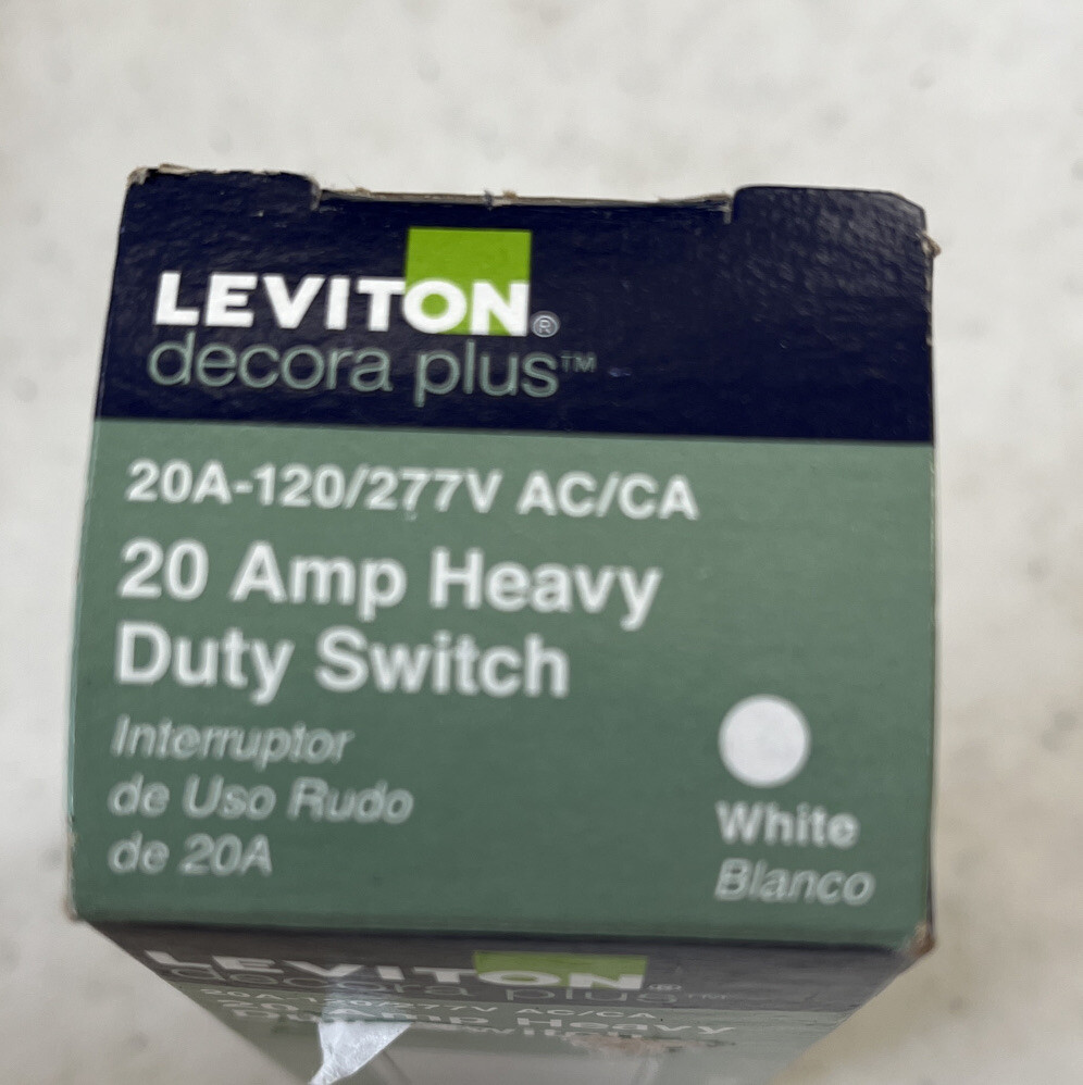 Leviton Decora Plus 20 Amp Heavy Duty Switch, White 56212WS eBay