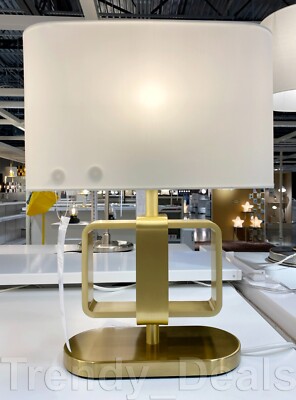 Ikea Uppvind Table Lamp Modern Brass Plated/White 19