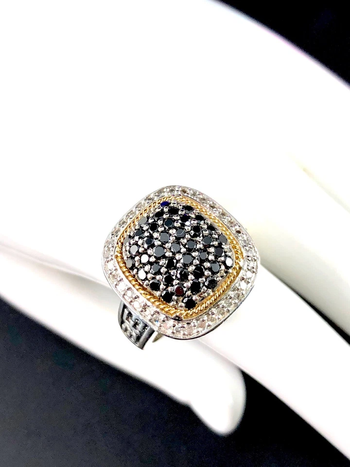 ANILLO BALISSIMA BY EFFY ORO 18K 925 ESTERLINA 1 CTW DIAMANTES BLANCO Y NEGRO TALLA 7 Foto 4 de 4