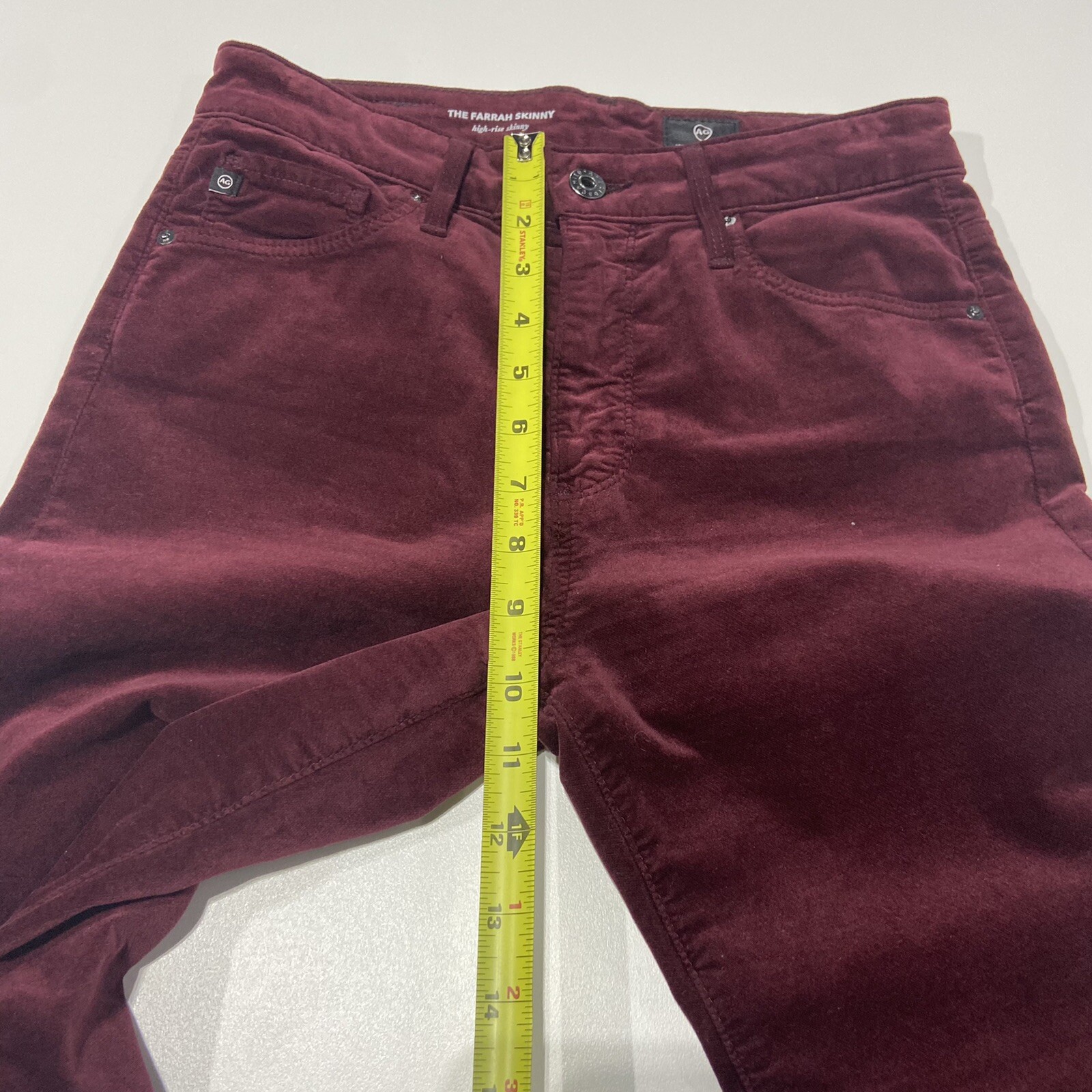 AG Farrah High Rise Women Size 26 Skinny Jeans Rich Carmine Velvet  thumbnail 9