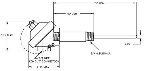 RDF 27700-4 Immersion Thermocouple -40 To 1500 Deg. F NSN 6685-01-197-7064 - Picture 7 of 7